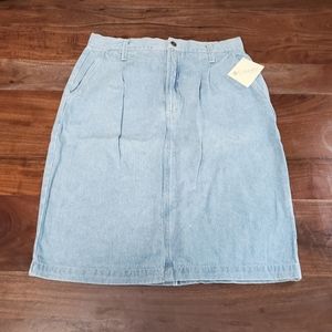 VINTAGE COLUMBIA SPORTSWEAR DENIM BLUE JEAN  WOMENS Cotton SKIRT S 16 (SP94)